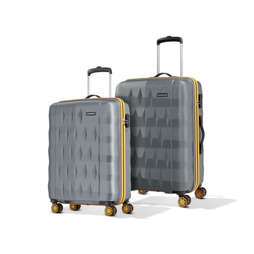Image of Aristocrat Comet Set of 2 Trolley Bag 56, 66cm | Small+Medium | Hard Luggage| Smooth 8-Wheel Suitcase| Combination Lock With Sturdy Zipper| Full Fabric Convipack | 3-year International Warranty (Grey)