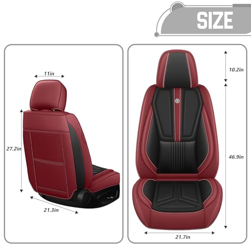Image of Custom Car Seat Cover for Jeep Gladiator 2020-2026,Easy install,Black Red | nappa leather seat protector,full coverage seat covers,all weather seat cover,waterproof,anti-slip,easy clean,2 seat Standard
