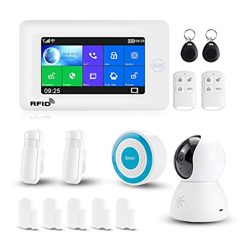 Système de sécurité Domestique Le système d'alarme Prend en Charge Le et Le cambrioleur de sécurité Domestique Intelligent Compatible avec la caméra IP Tuya(Set J)