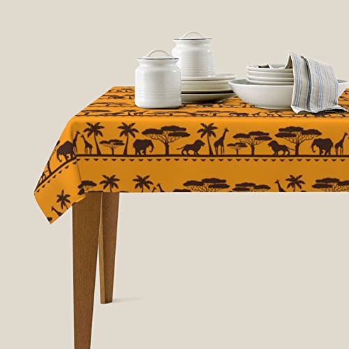 Bapcoku Savanna African Ethnic Table Cloth, Oil-Proof And Water Resistance Tablecloth, Kitchen Dining Room Decorative Table Cover Outdoor And Indoor Party Decorations, 54"X72" Rectangular #TOP2