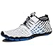 Chaussures d'eau pour Hommes Et Femme Chaussures de Plage Chaussures de Plongée Barefoot Shoes Chaussures de Surf Adaptées Aux Sports Aautiques(F1921 Blanc Bleu, 39EU)