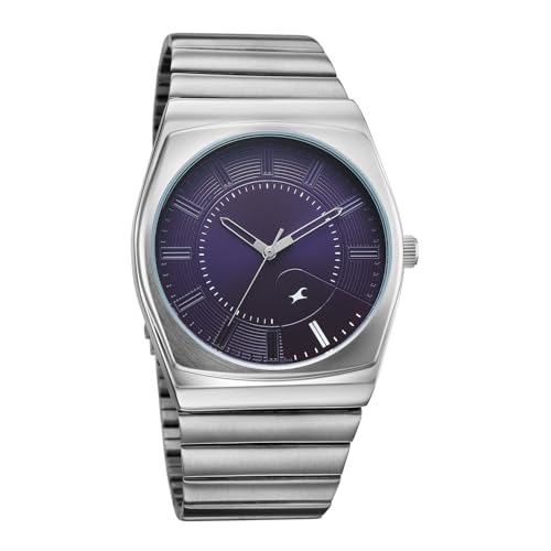 Image of Fastrack Stunners XI with Quartz Analog Dark Purple Dial Silver Stainless Steel Strap Watch for Men - 38212SM02