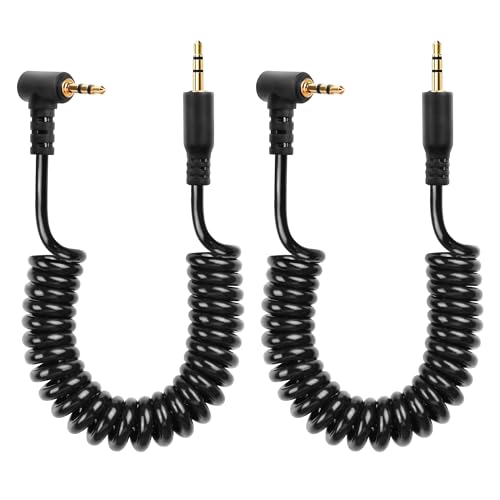 CERRXIAN Lot de 2 câbles audio 2,5 mm TRS stéréo mâle vers mâle spirale pour caméscope, appareil photo, télécommande, casque, blaster infrarouge et émetteur