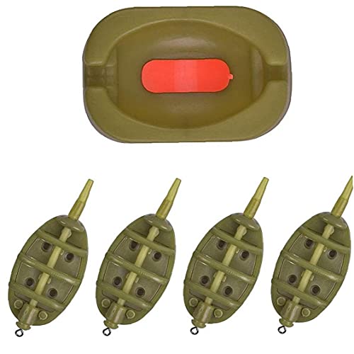 Pesca Pesca Plomo Método línea Plana Alimentadores de la Carpa con 5PCS del Molde de liberación rápida de Cebo Cover