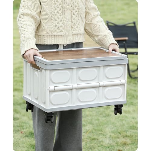Multi-Functional Portable Rolling Storage Cart for Camping Ooutdoor Home Office Shopping, Camping Kitchen Storage Organizer Boxes with Lid, Basket on 4 Rotate Wheels, Large Car Organizer Bins(Green) - Image 6
