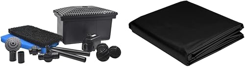 POND BOSS Kit de filtro con bomba, 1 paquete y revestimiento de estanque TotalPond para estanques, 7 por 10 pies