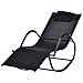 Outsunny Chaise Longue à Bascule Rocking Chair Design Contemporain dim. 160L x 61l x 79H cm métal textilène Noir