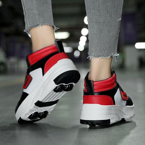 Kids Roller Skates Shoes Sneakers for Boys & Girls, Outdoor Parkour Shoes with 2 Wheels for Boys & Girls - Unisex Skateboarding Shoes Retractable Skating Shoes for Children's Park Sports Walking3