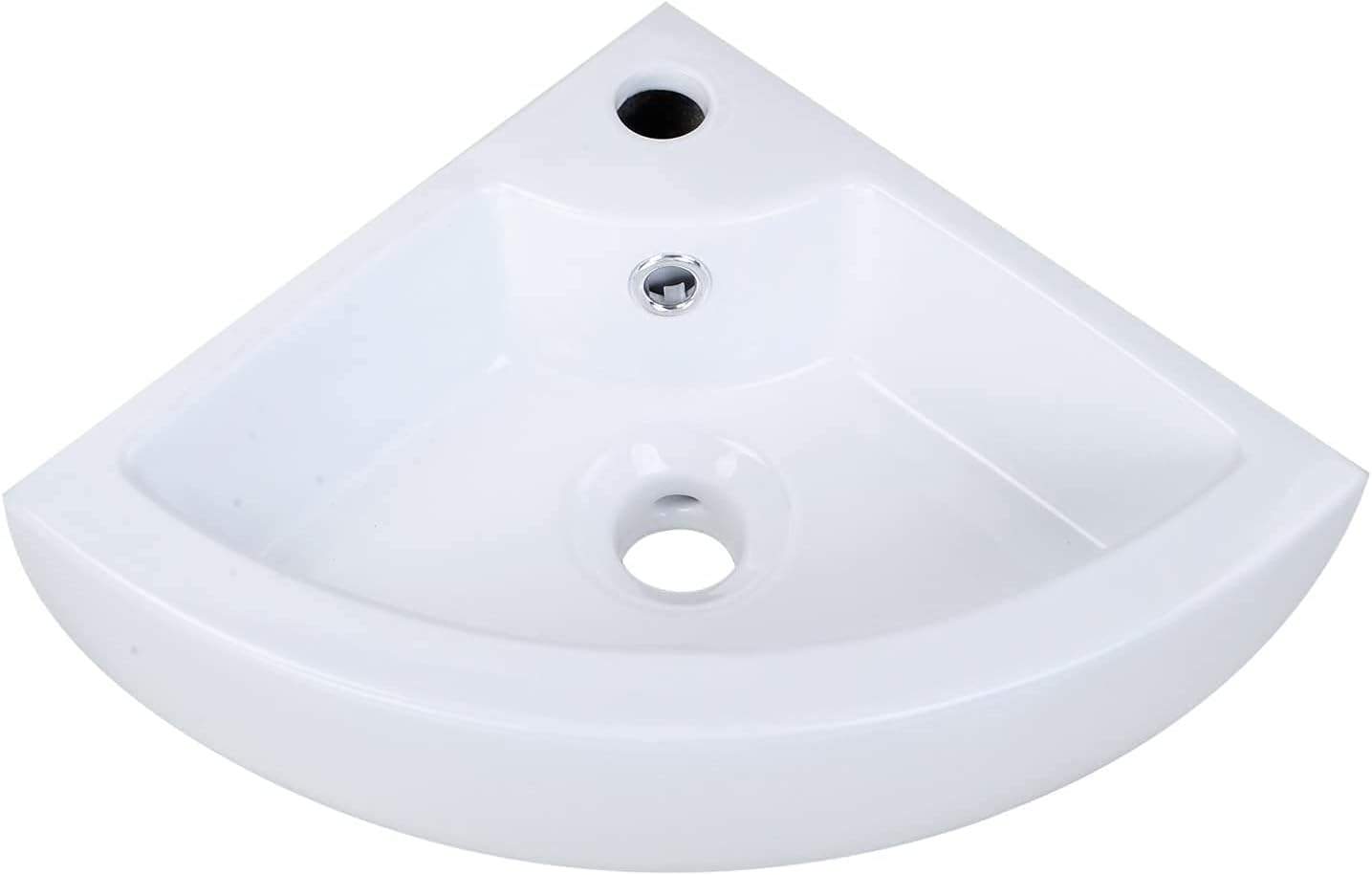 Hapilife Wall Mounted Bathroom Sink Small Corner Cloakroom Wash Basin
