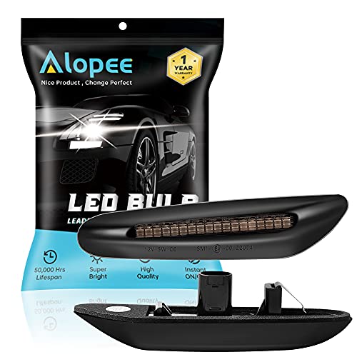 Alopee LED Original ambre Indicateurs pour E90 E46 E91 E92 E93 E60 E82 E87 X1 X3 Feux latéraux Auto Jaune de position, Plug and play CANbus Orange Super brillant Feu clignotant latéral(2Pcs) Cover