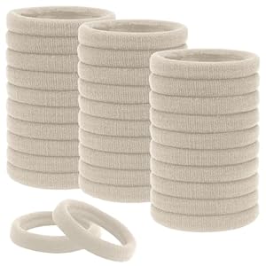 ZEVONDA Elastic Hair Bands – 30 Pcs Hair Ties No Metal Hair Bobbles Soft Seamless Hair Bands Strong Elastic Ponytail Holders for Women Men Girls Kids – Off-White