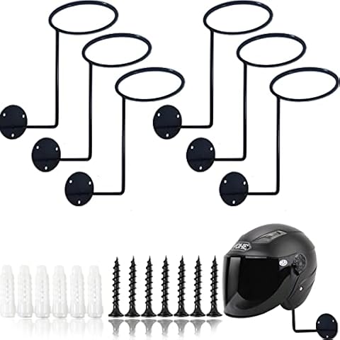 TIHOOD 6PCS Motorcycle Helmet Rack, Metal Helmet Hanger, Wall Mounted Helmet Holder, Ball Rack and Hat Rack, Multifunctional Helmet Rack Cover