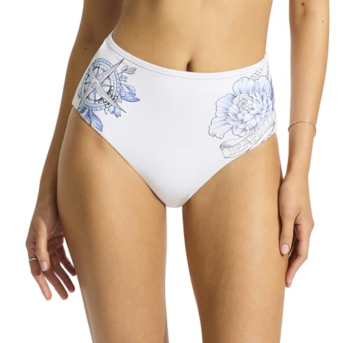 Bas de bikini taille haute Seafolly en tissu premium Blanc Ahoy
