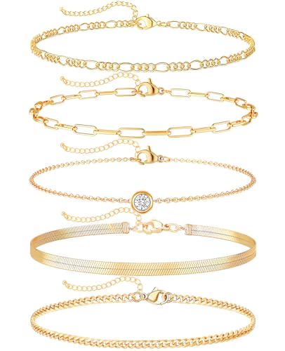 Gold Ankle Bracelets for Women Anklets 14K Plated Waterproof Boho Bead Adjustable Anklet Hawaiian Summer Foot Jewelry Women Beach Fashion Gifts