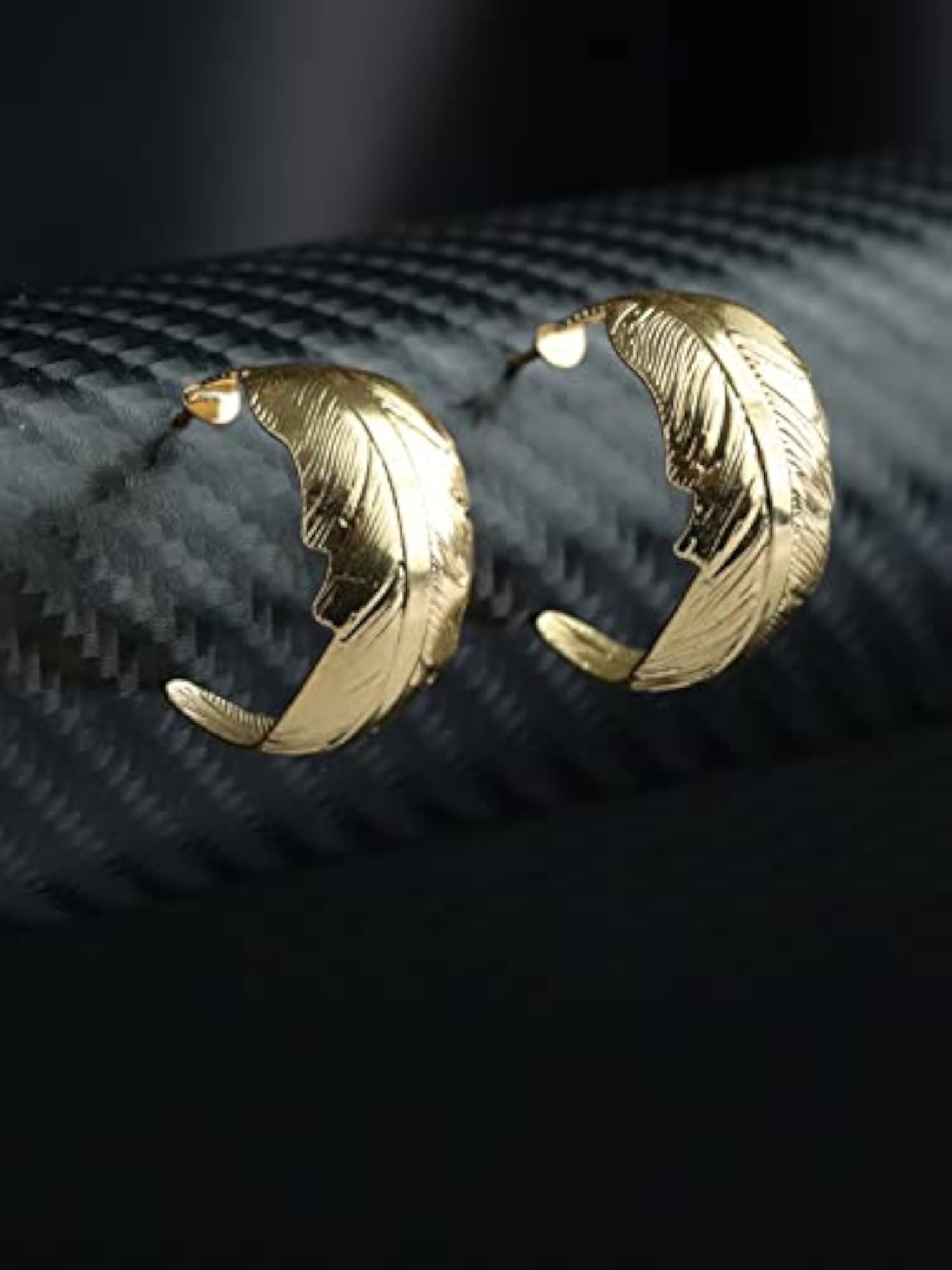 Women's Plated Feather Half Hoops Earrings