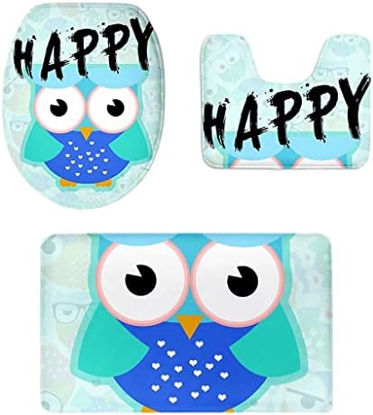 DimyFew 3X Flannel Non-Slip Pad Seat Cover and Cap Rug Bath Mat Owl, 1 — view 4