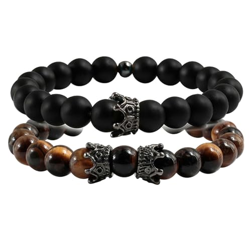 Bracelets de perles de 8 mm YCQYM améthyste noir blanc rond tressé élastique pour femmes