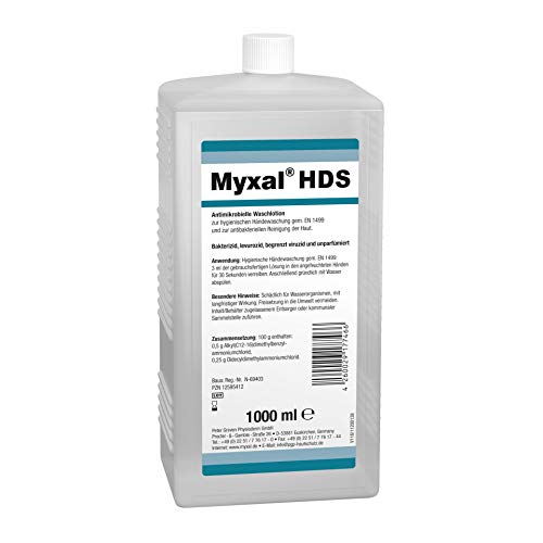 Peter Greven MYXAL® HDS Waschlotion Alkoholfreie parfüm- und farbstofffreie antimikrobielle Waschlotion 1000 ml - Hartflasche