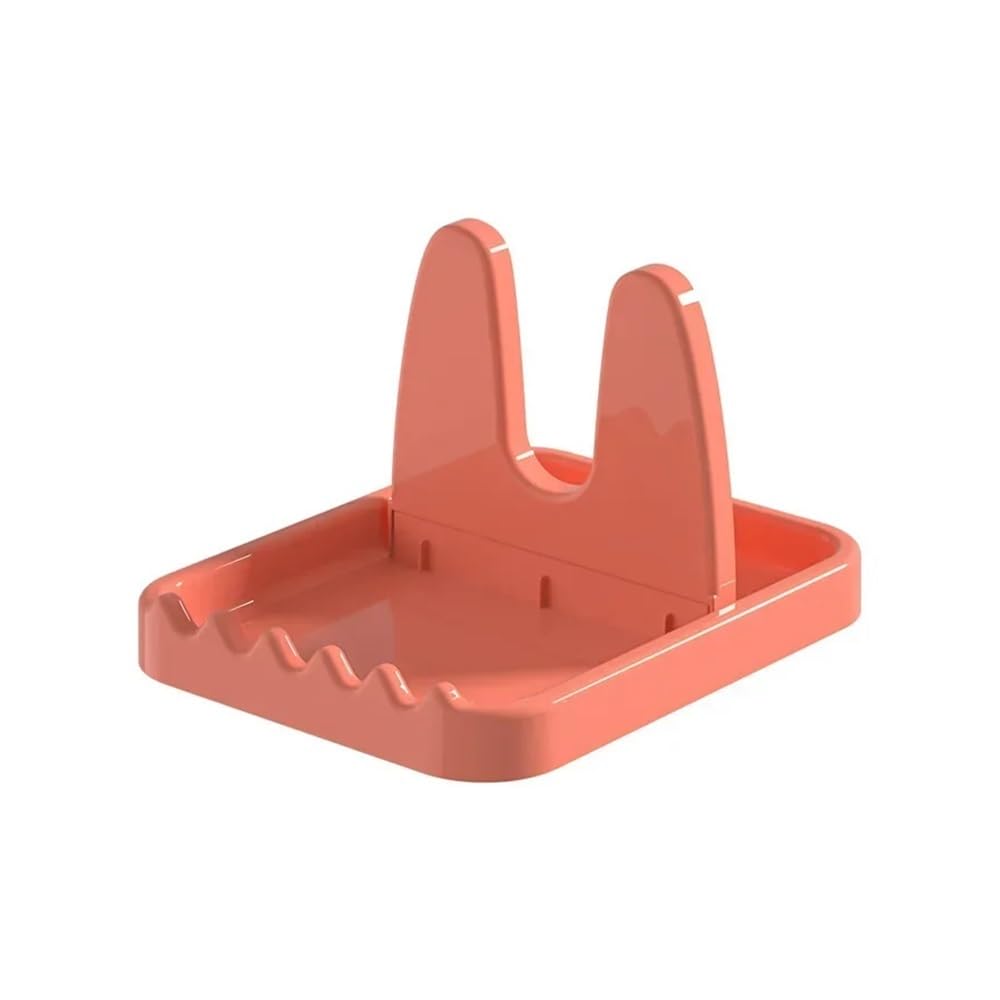 JIUJU 1pc Foldable Pot Lid Rack Stand Kitchen Organizer Plastic Spoon Holderfor(Red)