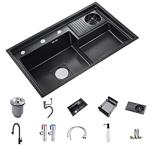 SaryEdge Fregadero de Cocina de un Solo tazón de Acero Inoxidable, con fregaderos con lavavasos, sobre encimera y bajo encimera, Revestimiento Nano, f(D-26,8 x 18,9 Pulgadas