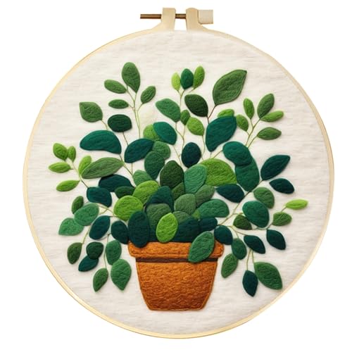 Image of SARBUTER Needle Felting Kits, DIY Wool Felt Starer Needle Felting Kits for Beginners ，Suitable for Giftware Home Decoration (Potted Green Plant)