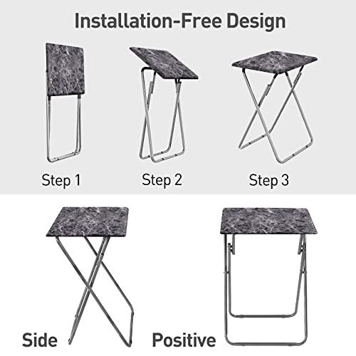 Image of Garden 4 you Portable Folding TV Tray /TV Trays Foldable Dinner Snack Trays Table, Portable Foldable Table Small Sofa Bedside Tables with Light Weight, 15 x 18.9 x 26 in(Black Marble,1PC)