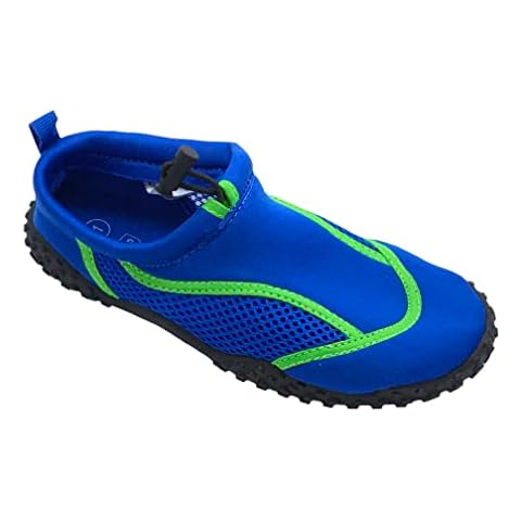 GladRags Older Boys Aqua Shoes, Water Shoes, Aqua Swimming Socks with Rubber Sole and Toggle Closure, Blue Size 4 Cover