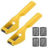 Omninmo 2pcs Shaver Blade Holder, Includes 6 Half-Round Shaving/Shaping Blades - Steel Rasp Block Plane, One Hand Surform Shaver Handle, Dent Repairs, Wood Fiberglass File Tool (Yellow)
