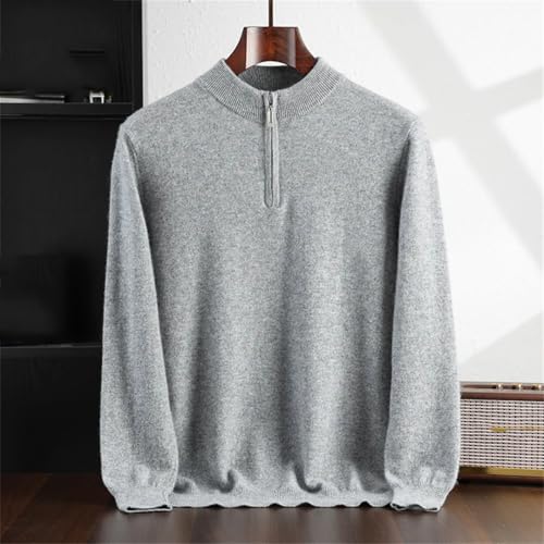 Men's Half Zipper Half High Collar Solid Color Sweater for Men 6