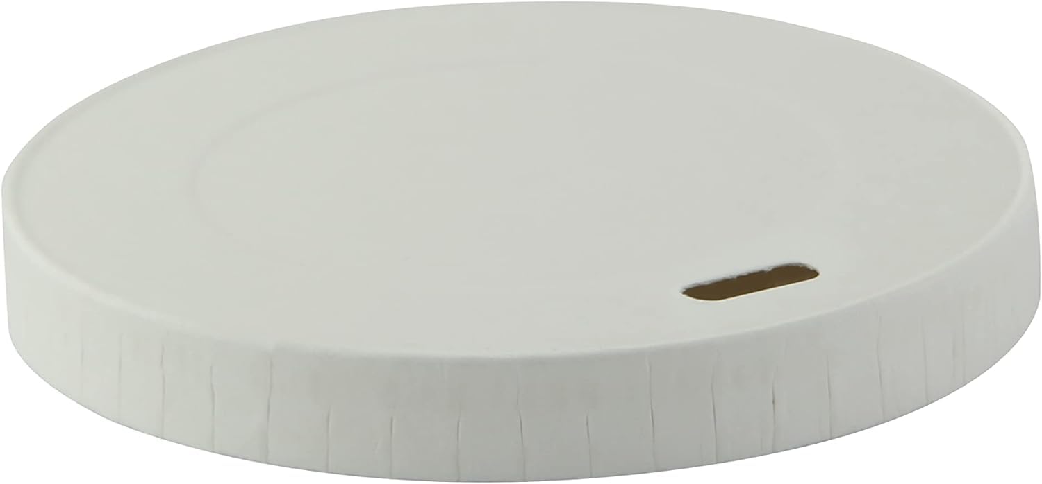 PacknWood Compostable White Paper Lid | Disposable Paper Lids for Ice-Cream, Coffee Cups | Paper Lids For Ice Cream, Coffee, Meal Prep, Hot and Cold Food Containers - 8oz - D: 3.15in - 1000 Pcs