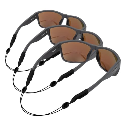Image of Pilotfish No Tail Adjustable Eyewear Retainer Cable Strap: Sunglasses, Eyeglasses, Glasses (16 Inch, Tactical Black) (Pack of 3)