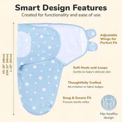 Image of Mama Cheetah 100% Organic Cotton Baby Swaddle Sleep Sack 3-Pack, Infant Swaddling Blanket Wrap, Easy Swaddles for Boy, Large (3-6 Months)