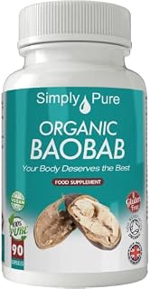 Simply Pure Organic Baobab Capsules x 90, 500mg, 100% Natural Soil Association Certified, Gluten Free, GM Free and Vegan.
