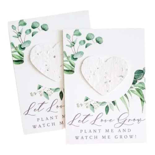 30 Piece Personalized Plantable Seed Paper Greeting Card Set, Customized Let Love Grow Planting Wildflower Hearts, Heartfelt Wedding, Party, Guest Gifts. (2)