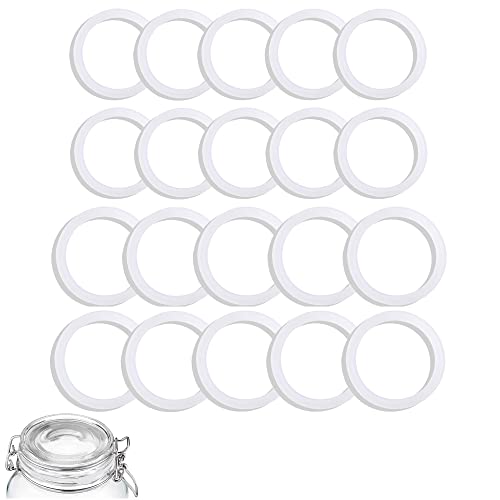 20 Piezas Juntas de Repuesto Anillo de Sello de Goma Anillo de Sellado para Botellas de Vidrio Junta de Silicona de Repuesto para Frascos de Vidrio Conservas de Alimentos Blanco Transparente 10/85mm Cover