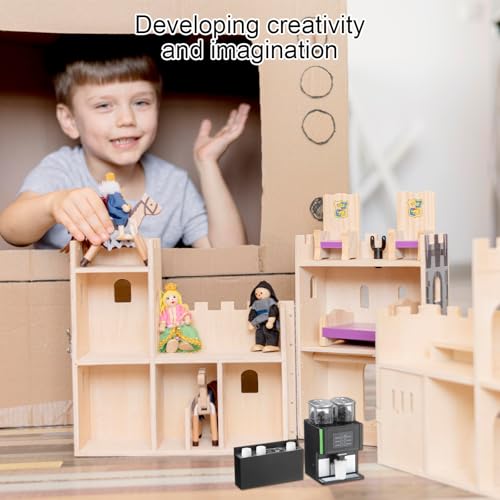 AOZUO 9 teiliges Puppenhaus Miniatur Kaffeemaschinen Set, 1:12 Mini Kaffeemaschine Kaffeetassenhalter aus Kunststoff Tassendeckel Kaffeeaufkleber Kaffeebohnen Puppenhaus Dekor für Puppenhaus