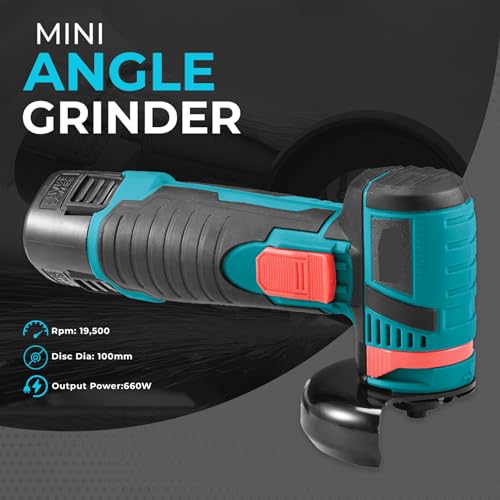 Image of Cordless Brushless Mini Angle Grinder Machine with 48V with 2x2.0Ah Rechargeable Battery | 19,500 RPM High-Speed Cordless Grinder, 3-Inch Disc, Compact Cutting & Grinding Power Tool