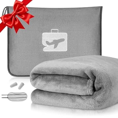 flintronic Manta de Viaje 2 en 1, Suave y Plegable, Manta de Oficina Compacta con Máscara de Ojo y Tapones para los Oídos, para Hombres, Mujeres y Niños (Gris) | Ya disponible en tu tienda friki favorita! En mundofriki.es!
