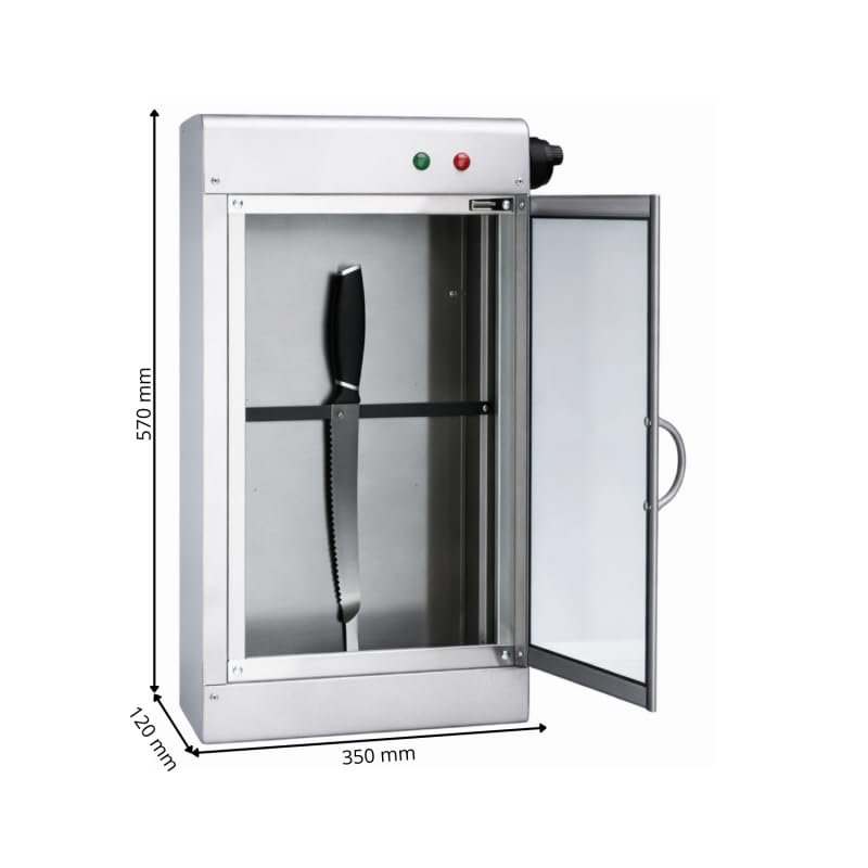 Stérilisateur UV Professionnel pour Couteaux - 10 à 12 Couteaux - Désinfection 99% - Support Magnétique - Inox