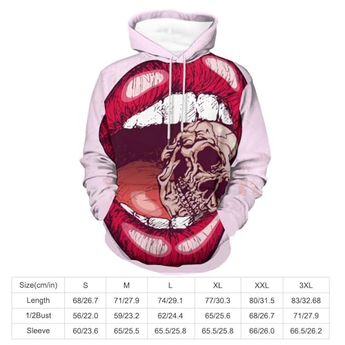 Sweat à capuche UMENG Lips Skull pull unisexe aux finitions soignées en taille S