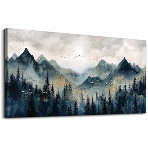 ERQINHUA Canvas Wall Art For Bedroom Wall Decorations For Living Room Modern Office Wall Decor Abstract Watercolour Painting Mountain Landscape Pictures Printed Artwork Home Decor 20"X40"