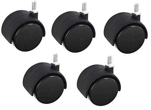 Image of SELTOS kursee ke pahiye (कुर्सी के पहिये) Office Chair Wheels (Caster) Heavy Duty Pin Type Nylon Set of 5 Black, Load Capacity- 250 kg