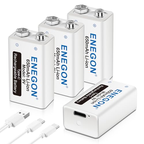 Batterie 9V rechargeable USB ENEGON contre les pannes de micro, jouet et détecteur de fumée