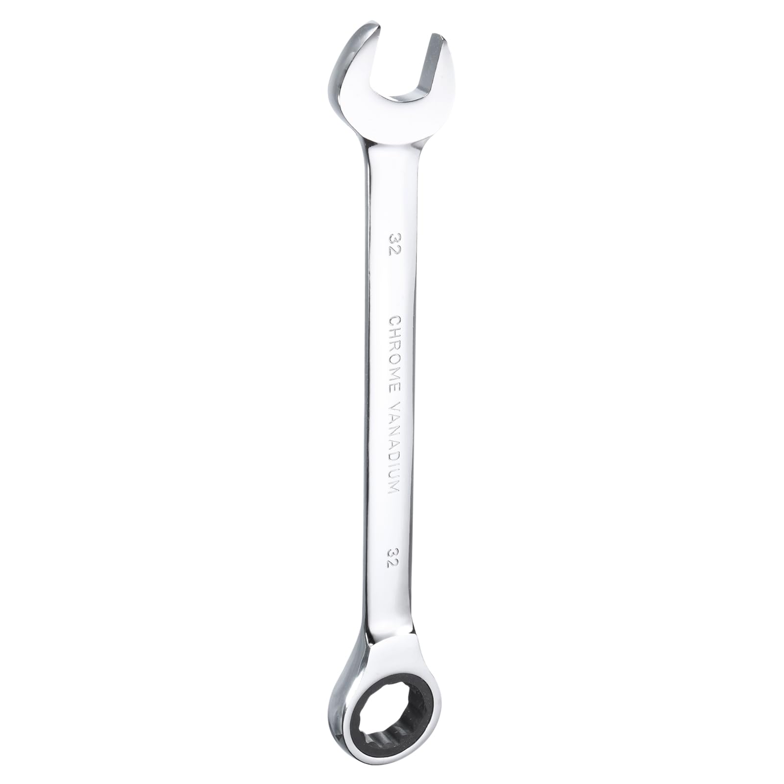HARFINGTON Ratcheting Wrench 32mm Metric 12PT Cr-V Polished Chromed Ratcheting Double End Combination Wrench with 72 Tooth and 5° Movement Industrial