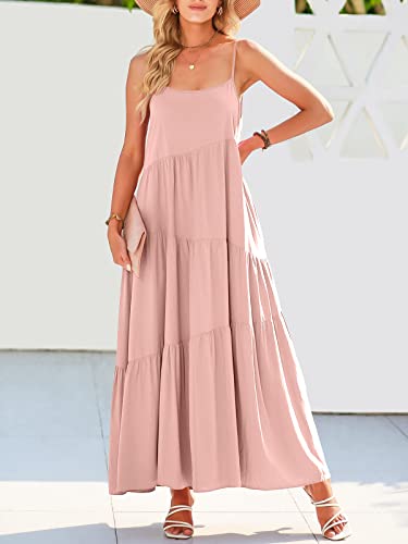 Image of ANRABESS Women Summer Casual Loose Sleeveless Sundress Spaghetti Strap Flowy Boho Linen Beach Vacation Maxi Long Dress