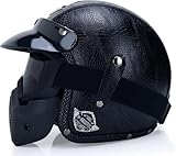 GKCEGHKS Casco Ciclomotor Casco clásico de Motocicleta Cascos Bicicleta Confortable Casco Jet de Media Concha Vintage CE Homologado Casco Media Cara para Hombres y Mujeres Adultos