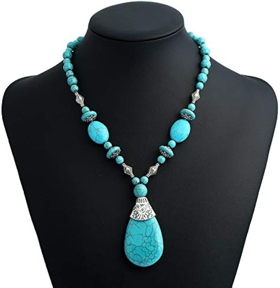 トルコ石 ターコイズ ネックレス 全長44cm 約8mm珠 オールノット トルコ石 ターコイズ ネックレス 全長44cm 約8mm珠 オールノット