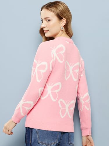 Image of Aarika Women Winter Wear Peach Colour Woolen Butterfly Sweater
