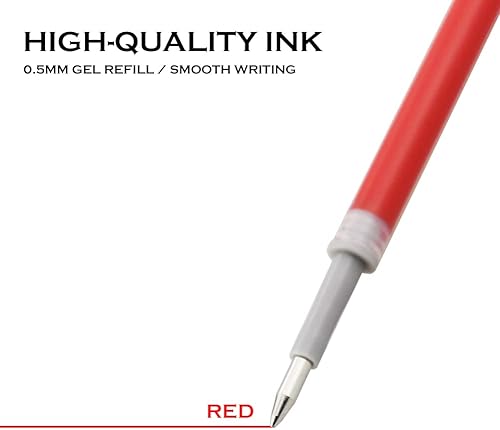 Miniatura 4 de DUNBONG Recambios de tinta de gel roja, repuestos de bolígrafos de gel líquido, línea fina de 0.020 in, juego de 10 (rojo)