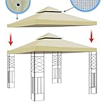 10'x 10' Replacement Canopy Top Cover for Dual Tier Gazebo, Canopy Cover Only (Beige) - Image 3